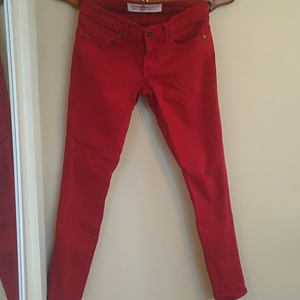 Burnt red skinny jeans